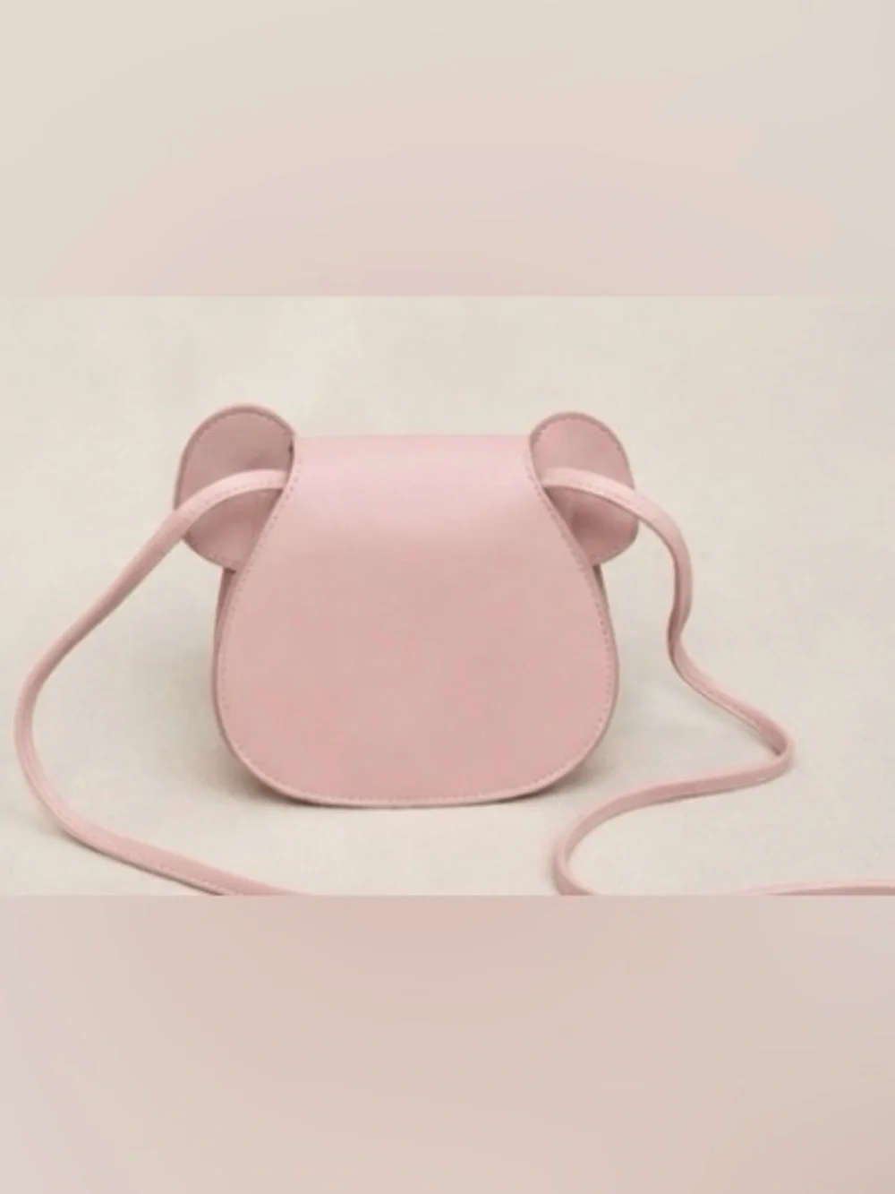 Kids Pink Mouse Crossbody Bag with White Bow